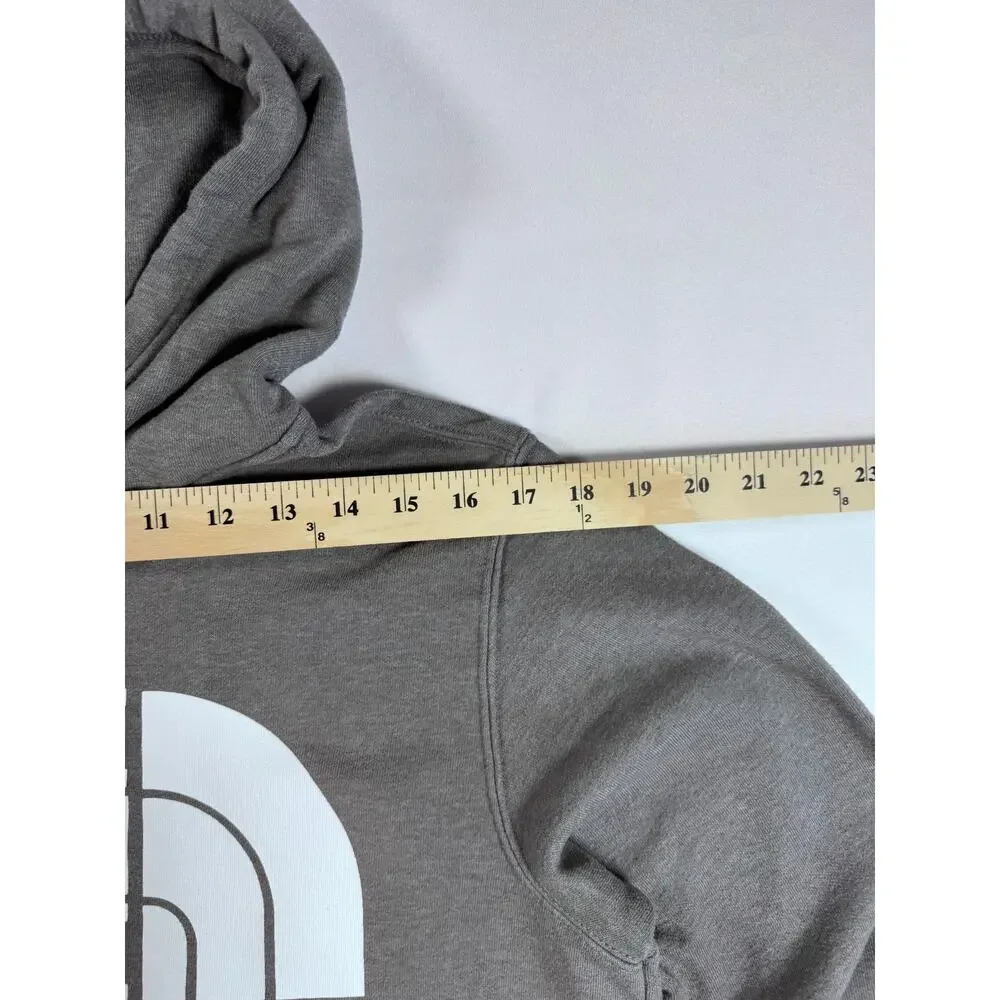 The North Face Mens Gray Logo Hoodie Fleece Pullover Streetwear Y2K Small